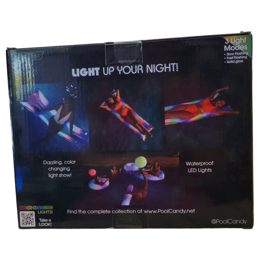 PoolCandy Illuminated LED Pillow Pool Raft – Color-Changing Lights! – NEW in Box - Picture 2 of 3